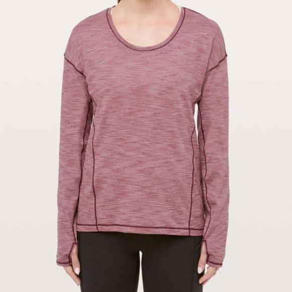 lululemon athletica Tops - Lululemon Sweat Embrace Long Sleeve Heathered Misty Merlot Women's 10